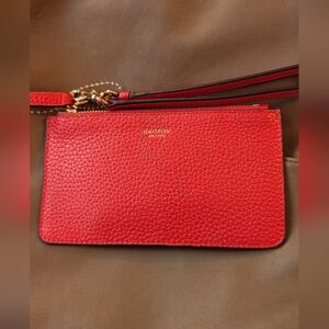Oroton Vibrant Red Leather Wristlet